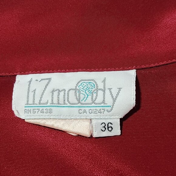 Vintage 90s Liz Moody classic french red puffy long sleeved button-up shirt - Picture 9 of 16